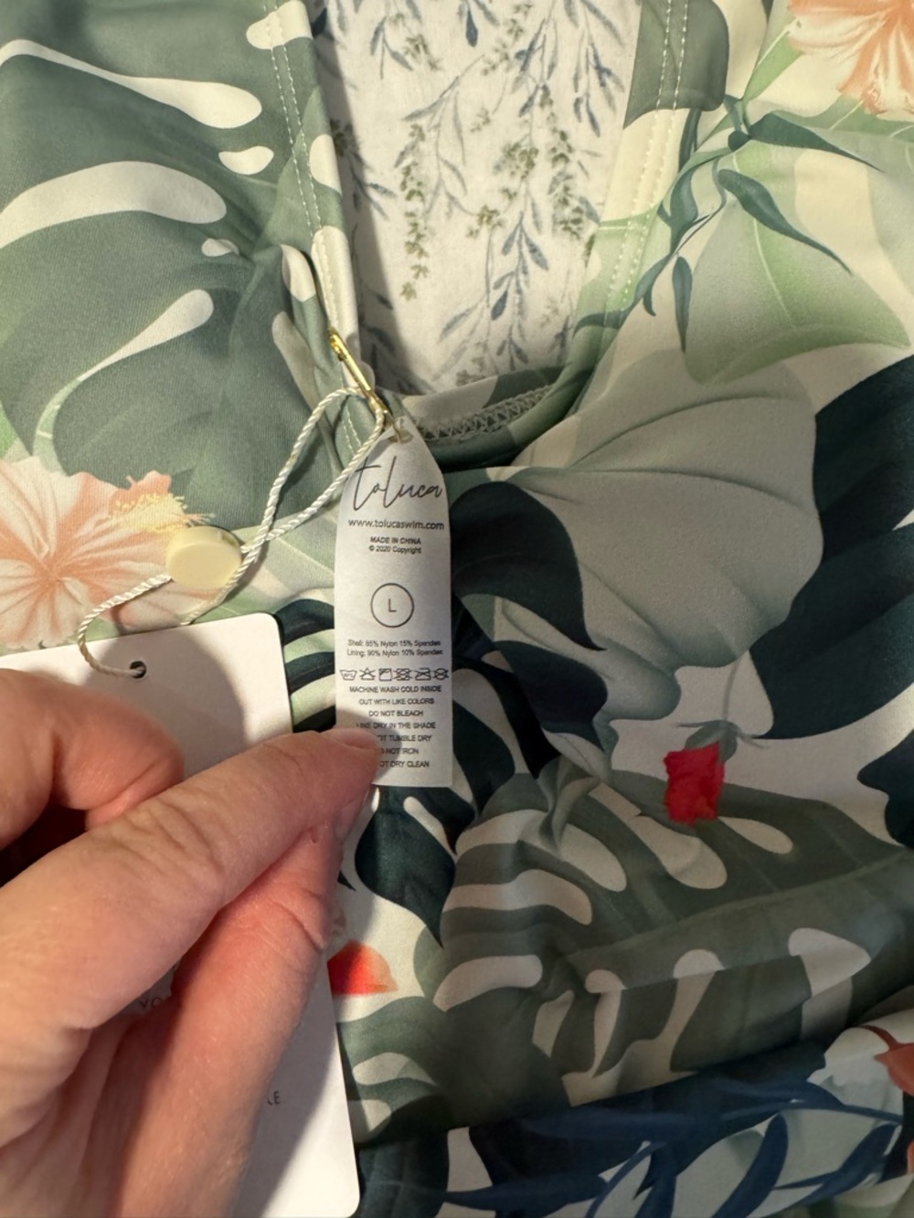 Brand New With Tags / Toluca Artemis Cheeky Tropical Print Swimsuit with Sash - Picture 2 of 3